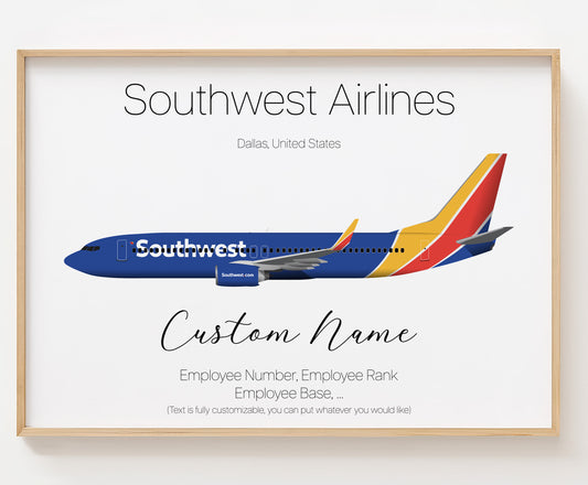 Southwest Airlines Poster Print Custom [UNFRAMED]