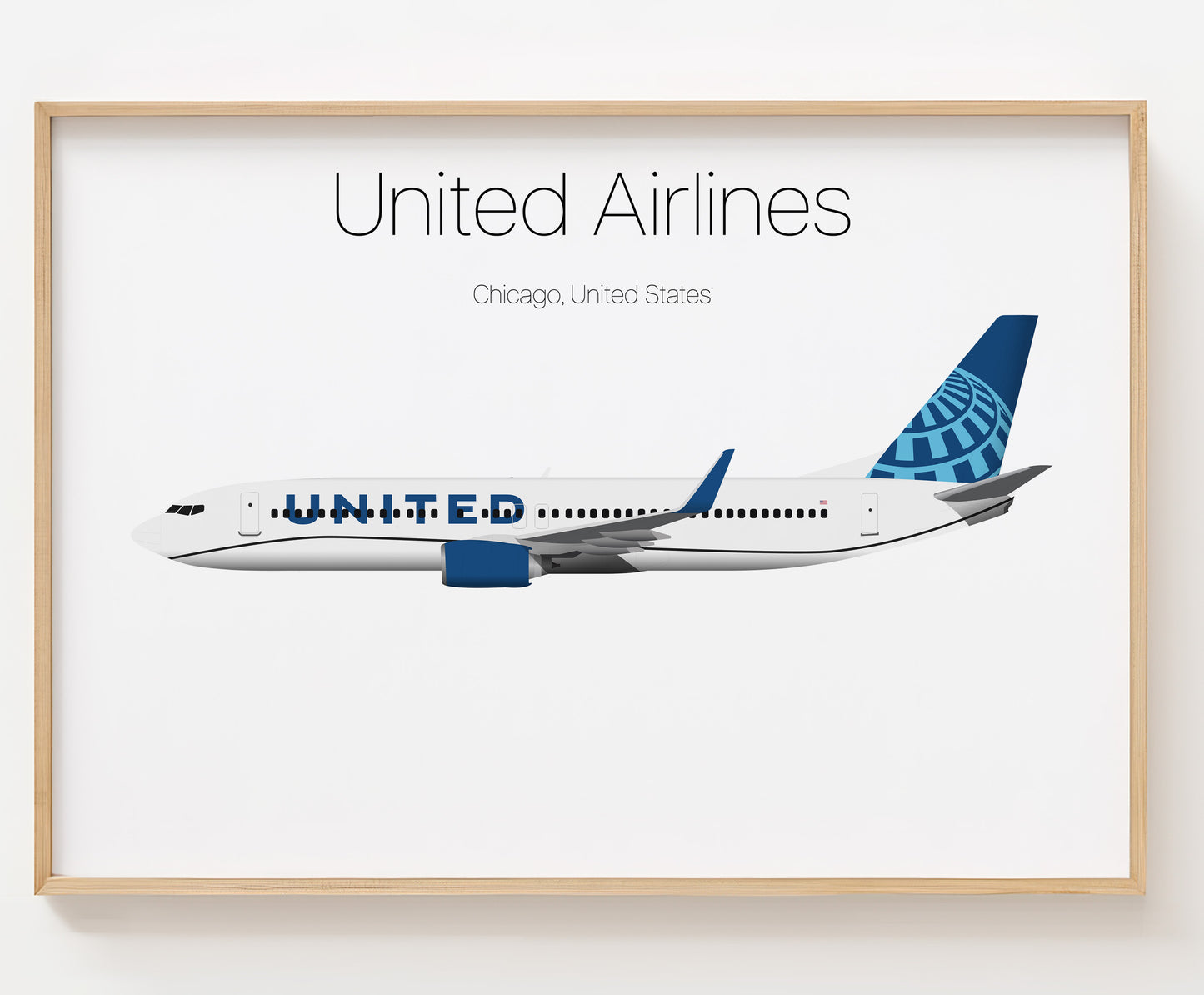 United Airlines Poster Print Custom [UNFRAMED]