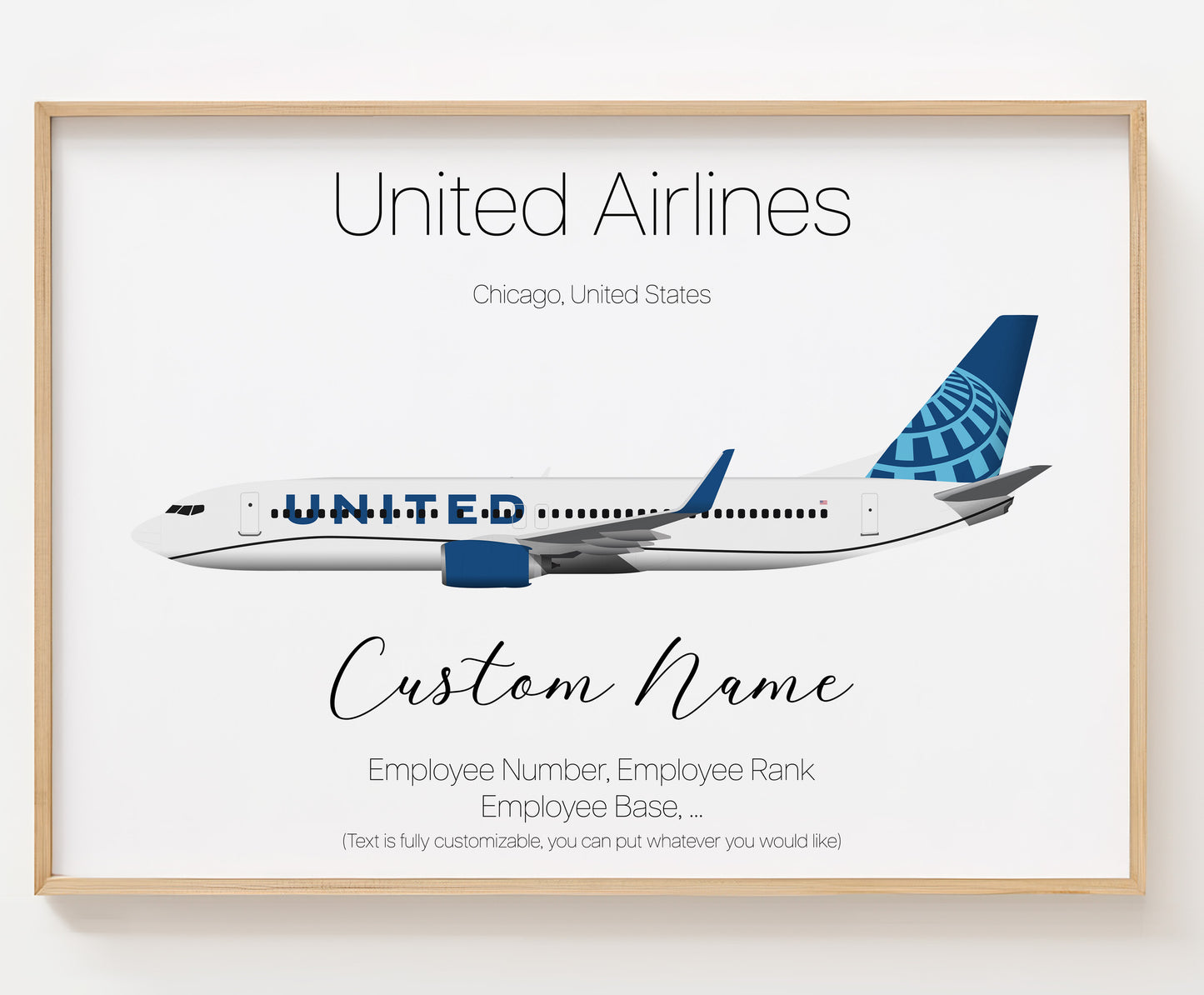 United Airlines Poster Print Custom [UNFRAMED]